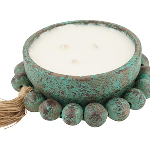 Beadzie™ Candle Vessel-7 x 3 inches-Handmade-Candle Pour-Clay--Exclusive Design-NEW-Gorgeous-Turquoise