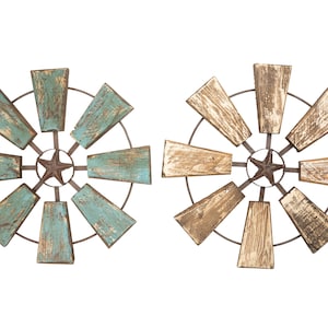 Rustic Decorative Windmill-Star-Home Wall Decor-19 inches-Lodge Decor-Rustic-Solid Wood-Handmade- Wall Wooden Windmill-Two Color Choices