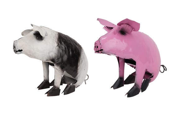 Metal Sitting Pig-yard Art-decor-8x18x14 In-garden-farmhouse-patio