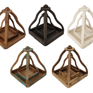 Bell Farmhouse Pair Wood Lantern-Handmade-Vintage Inspired-Primitive-Farmhouse Kitchen-Ornate-Home Decor-Pair-Two Sizes-Three Colors