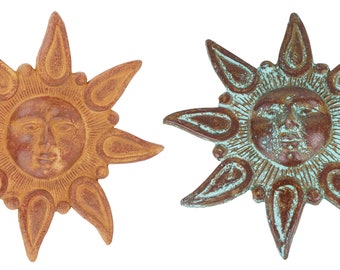 Star Clay 15 inch Sun-Hand Painted-Garden-Handmade-Garden Decor-Wall-Patio-Outdoor-Rustic-15 inches Wide-Two Colors