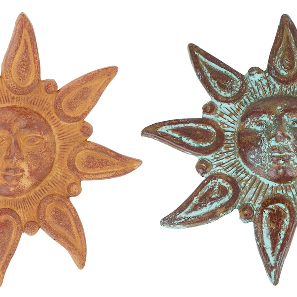 Star Clay 15 inch Sun-Hand Painted-Garden-Handmade-Garden Decor-Wall-Patio-Outdoor-Rustic-15 inches Wide-Two Colors