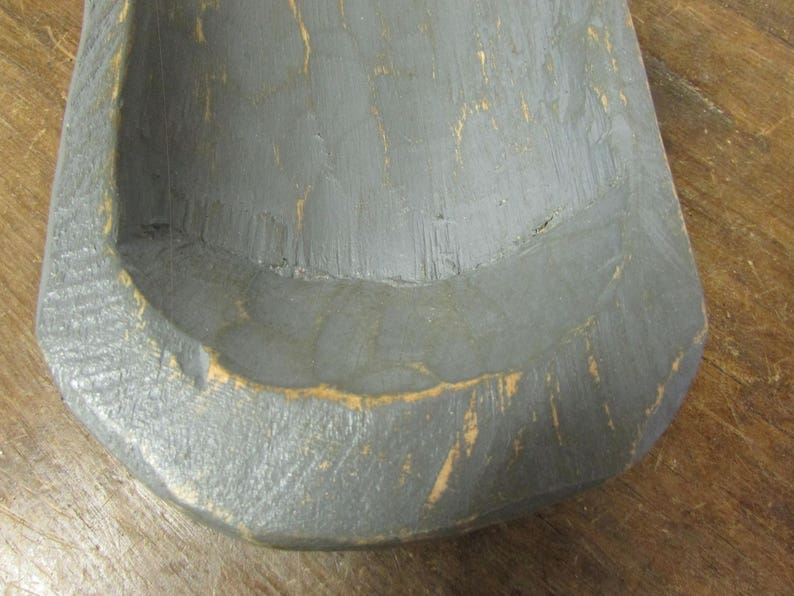 Wooden Short Baguette Dough Bowl-Batea #3--Primitive-Doughboard-6 x 21 x 3 in. French Bread Bowl-Serving-Industrial Gray