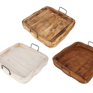 Bixby Farmhouse Serving Tray-Primitive-Rustic-Storage-15x15x4 inches-Distressed-Farmhouse-Three Color Choices