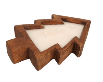 Christmas Tree Dough Bowl-Small-6 x 10 x 2 inches-Tree-Wood-Candle Ready-Small Christmas Tree-6x10 inches-Waxed