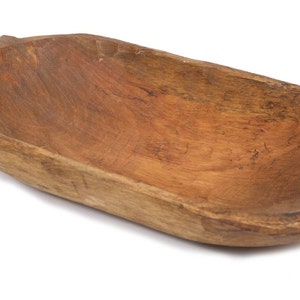 Rustic Deep Wooden Dough Bowl with Handles-Trencher-Batea-Wooden Doughboard-Doughbowl-9-10W x 18-19L-Choice of Colors image 2