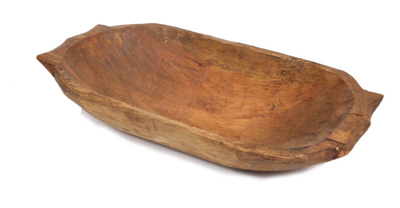 Rustic Deep Wooden Dough Bowl with Handles-Trencher-Batea-Wooden Doughboard-Doughbowl-9-10W x 18-19L-Choice of Colors Natural