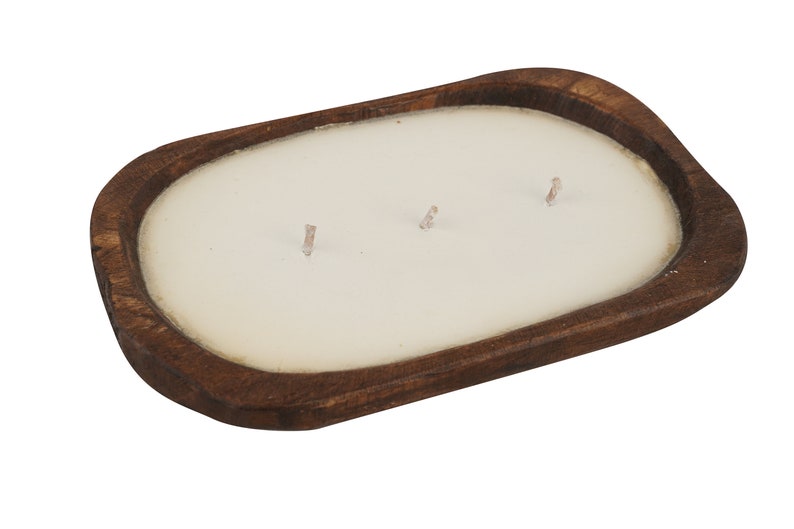 Mini Dough Bowl-5-6 x 9-10 x 1.5-2 inches-Batea-Wood-Rustic-Carved-Handmade-Mini-Candle Ready-The Best-Mini-Waxed image 3