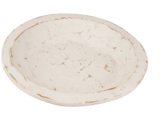 Round Rustic Wooden Dough Bowl-Newborn Prop-Farmhouse-Primitive-Wood-Trencher-Handmade-14-16 inches Wide and 2.5 inches Deep-8 Colors