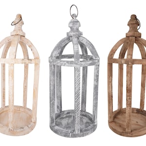 Richmond Round Farmhouse Wood Lantern-12x28 inches-Farmhouse-Primitive-Rustic-Three Color Choices-NEW-Richmond Lantern