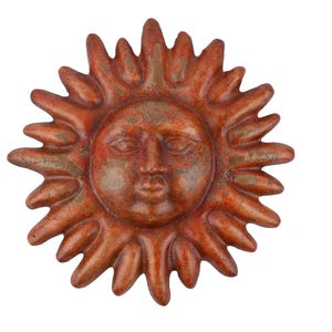 Red River Clay Sun--Hand Painted-Garden-Handmade-Garden Decor-Wall-Patio-Outdoor-Rustic-13 inches Wide