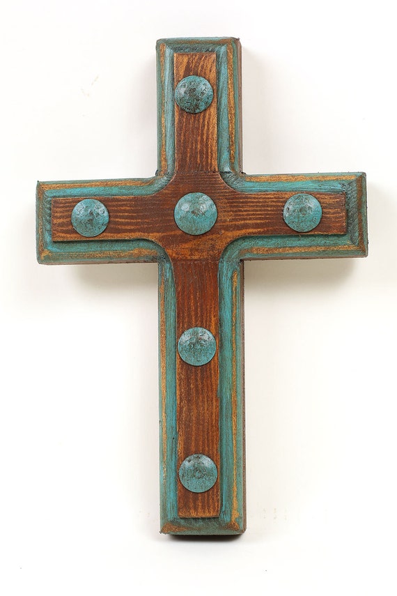 Santa Fe Cross8x12 Inches-iron Accents-clavos-mexican Folk - Etsy