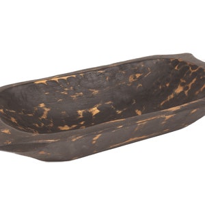 Rustic Deep Wooden Dough Bowl with Handles-Trencher-Batea-Wooden Doughboard-Doughbowl-9-10W x 18-19L-Choice of Colors Black