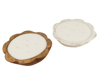 Mixed Pack-Small Carved Flower-10-12 x 2-2.5 inches-Candle Pour-White And Waxed-Carved Small Flower-10-12 inches-Mixed Pack-10 PCS