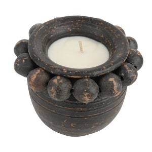 Beadzie™ Jar Candle Vessel-Handmade-Candle Pour-Candle Fill-Clay-4H x 5W inches-Exclusive Design-NEW-Beadzie™ Jar-Black