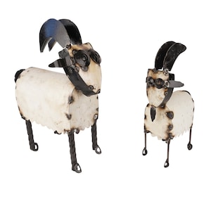 Recycled Metal Galapagos Goat-Yard Art-Decor-Farm-Farmhouse-Garden-Patio-Animal-Metal-Two Sizes-BLACK AND WHITE