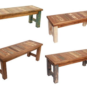 Reclaimed Wood  Bench-Primitive-Ranch House-Farmhouse-Vintage Look-Rustic-Re-purposed-Four Colors-7 Sizes