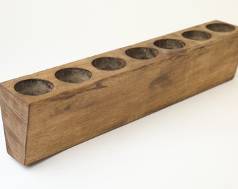 7 Hole Sugar Mold Candleholder-Old Mexican-Rustic-Wood-Sugar molds-Primitive-Wooden-Mold Only-22 inches