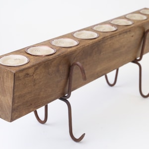 8 Hole Sugar Mold Candleholder Complete Set-Old Mexican-Rustic-Wood-Sugarmolds--Primitive-Farmhouse Candle Holder