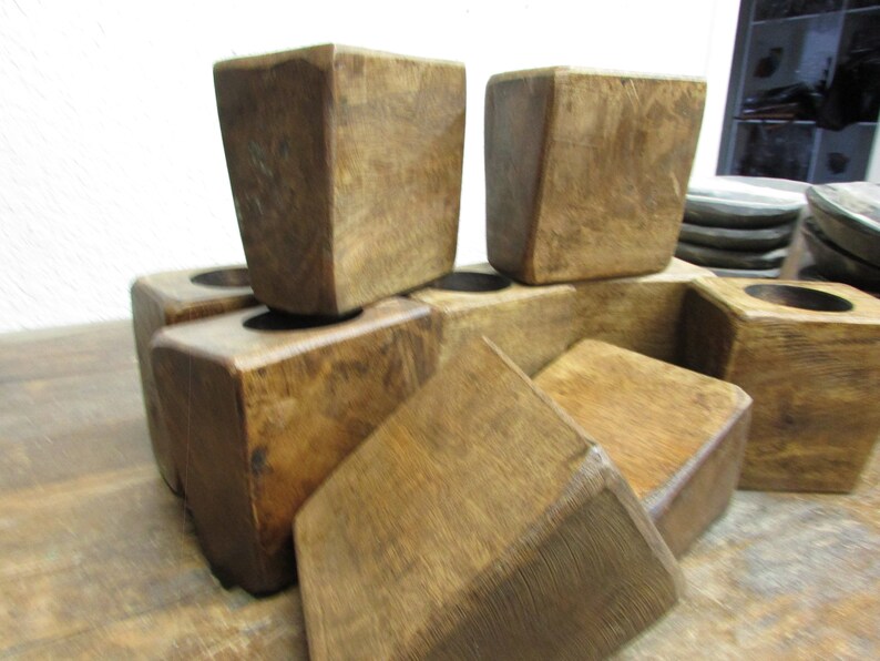 SPECIAL-Quantity 10-One Hole Sugar Mold-Wood-Rustic-Handmade-5W x 3L x 5H inches--Candle Pour-Candle Fill-Best Price-Sugar Mold-Natural