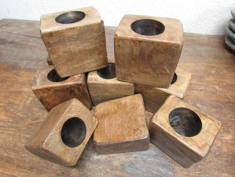 SPECIAL-Quantity 10-One Hole Sugar Mold-Wood-Rustic-Handmade-5W x 3L x 5H inches--Candle Pour-Candle Fill-Best Price-Sugar Mold-Natural