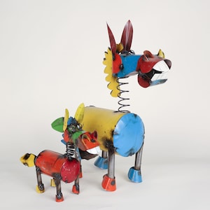 Recycled Metal Springy Donkey-Farmhouse-Decor-Garden-Patio-Animal-Metal-Two Sizes-Colorful