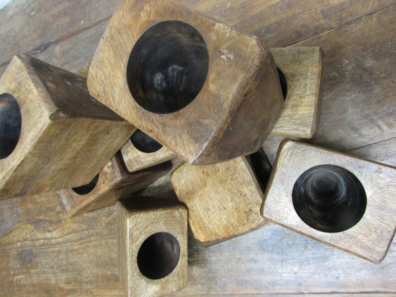SPECIAL-Quantity 10-One Hole Sugar Mold-Wood-Rustic-Handmade-5W x 3L x 5H inches--Candle Pour-Candle Fill-Best Price-Sugar Mold-Natural