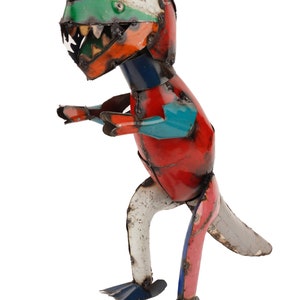 Recycled Metal T Rex-Yard Art-Primitive-16Lx16Dx6W inches-Art-Garden-Animal-Recycled Metal