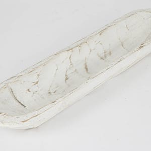 Wooden Short Baguette Dough Bowl-Batea #3--Primitive-Doughboard-6 x 21 x 3 in. French Bread Bowl-Serving-Industrial Gray