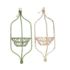 Tubee Farmhouse Iron Hanging Planter Basket-Farmhouse Style-Primitive-Distressed Metal-10x30H inches-Hanging Garden Basket-Tubee