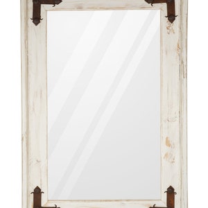 Memphis Farmhouse Mirror-23x35 inches-Handmade-Wall Mirror-Accent Mirror-Vanity-Primitive-Farmhouse Style-Distressed White