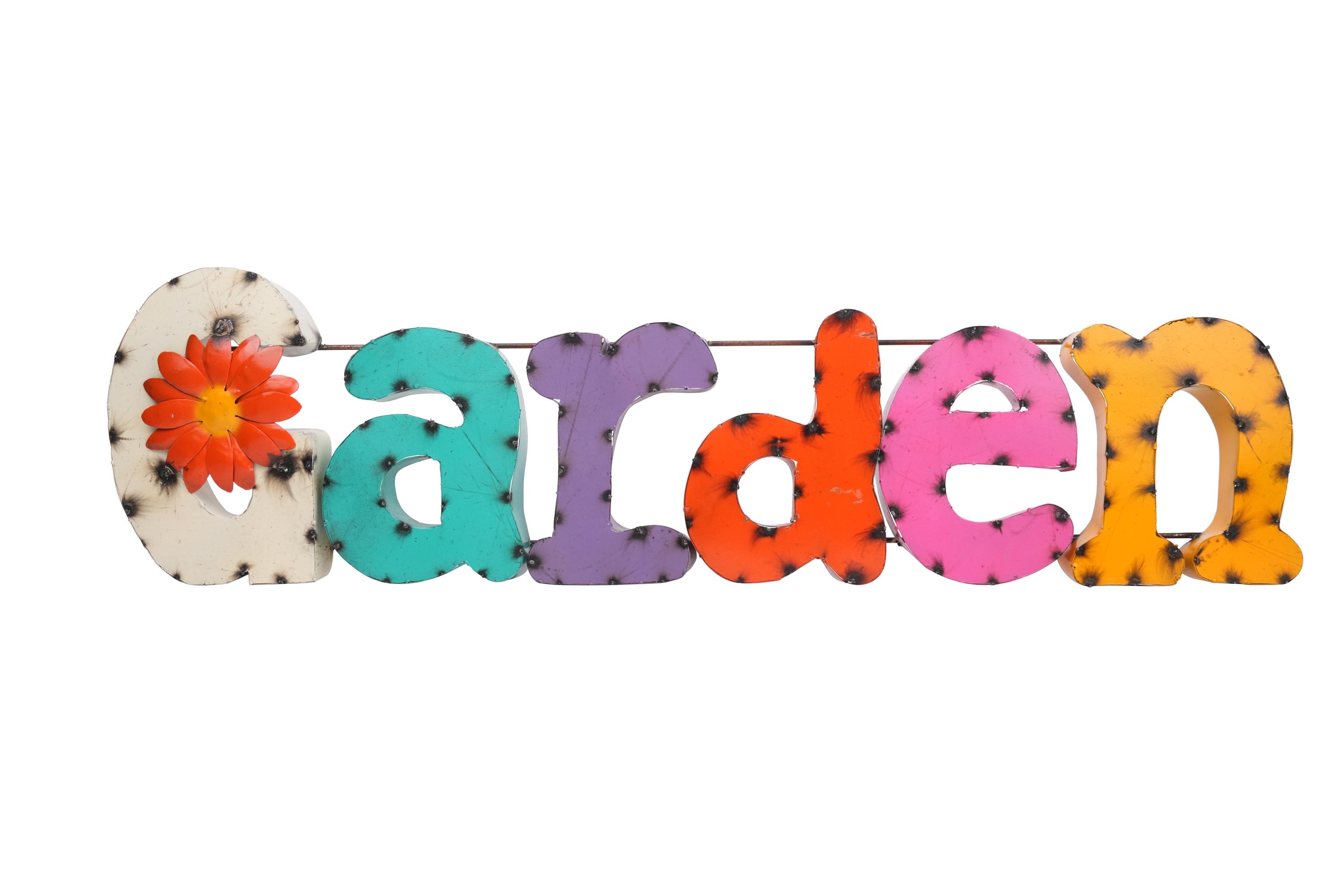 Garden Colorful Recycled Metal Sign-40wx11hx2d Inches-art-garden