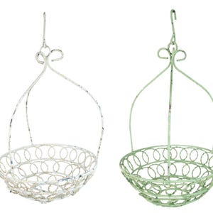 Nido Farmhouse Iron Hanging Planter Basket-Farmhouse Style-Primitive-Distressed Metal-13x22H inches-Hanging Garden Basket-Nido