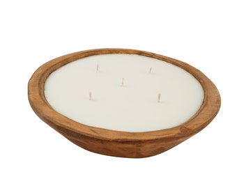 Medium 10-12 inch Round Dough Bowl-Wood--Candle Pour-Candle Fill-Carved-Medium-10-12W x 2-3D inches-Round Dough Bowl-Waxed