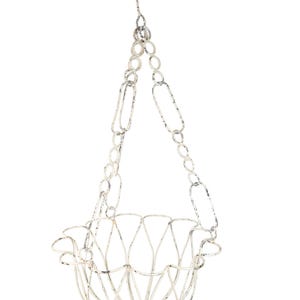 Terrytown Farmhouse Iron Hanging Planter Basket-Farmhouse Style-Primitive-Distressed Metal-17x33H inches-Hanging Garden Basket-Terrytown