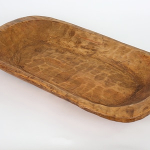 Rustic Wooden Dough Bowl-Batea-Wood-Farmhouse Trencher-Handmade-11-12W x 19-20L x 2-3D inches-Natural Waxed