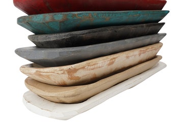Medium Baguette-5-6W x 29-30L x 2-3D inches-Dough Bowl-Batea-Primitive-Bread Bowl-Serving-Colors-Medium