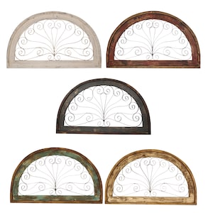 Half Moon Farmhouse-43x26 inches-Architectural Window-Wall-Primitive-Rustic-Arched-Garden-Patio-Spanish Design-Five Colors