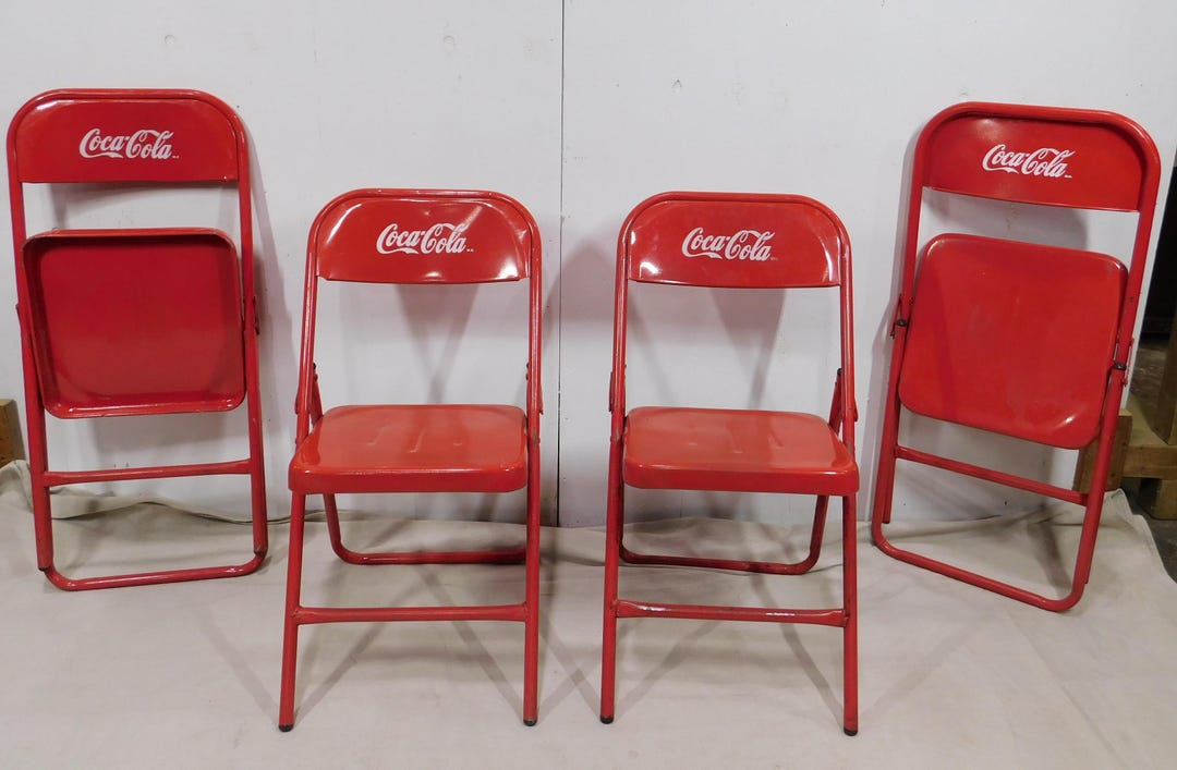 Set of 4 Coca Cola Metal Foldable Chairs-mexican-restaurant-bar