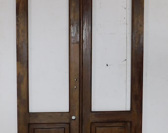 Antique Pair Mexican Old Doors #301-Rustic-46Wx93.5Lx1.5D inches-French Doors-Weathered Patina-Barn Door-Beautiful-Tall