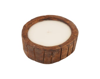 Ridgy™-Mini Round Dough Bowl-Batea-Wood-Handmade-6 Wide x 2 inches Deep-Mini Round-NEW-Candle Pour-Exclusive Design-Ridgy™ Waxed