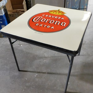 Corona Metal Table With Legs-Mexican-Restaurant-Bar-29x29x28H-Beer-Man Cave-Patio Furniture-Vintage-Corona Table with Legs