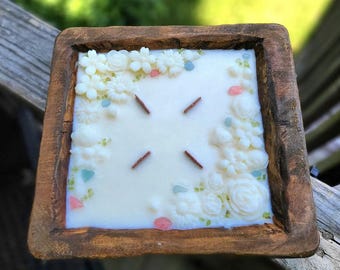 Farmhouse 6-7 inch Square Dough Bowl-Wood-Handmade-Candle Ready-Farmhouse 6-7 inch Square-Waxed