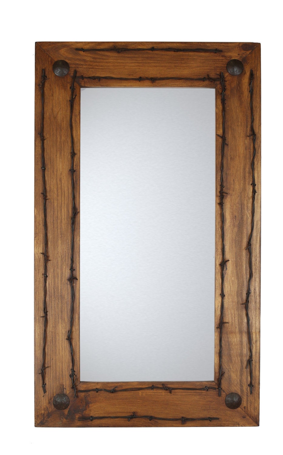 Rexburg Wire-Brushed Rustic Brown Mirror main image 1