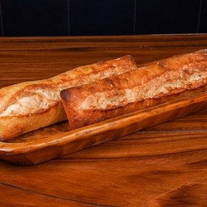 Food Safe SMALL Baguette Dough Bowl-5-6W x 18-20L x 2D inches-Batea-Primitive-Bread Bowl-Serving-Handmade-Carved-SMALL-Food Safe
