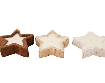 Star Bowl-Mini-7 x 7 x 2 inches-Wood-Handmade-Candle Pour-Carved-Candle Ready-Three Color Choices-Carved Mini Star Bowl