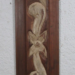Old Door Hand Carved Antique Panel #011-Vintage-Mexican Folk Art-Primitive-7x27x.3 inches-Art--Unique-Wall Decor