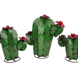 Sahuaro Metal Cactus-Three Sizes-Hand Painted-Garden-Handmade-Garden Desert Decor-Patio-Outdoor-Sahuaro-Green