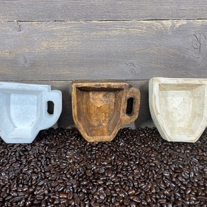 Coffee Cup Dough Bowl-Assorted Pack-Candle Ready-Farmhouse-6x7 inches-NEW-Wood-Handmade-Assorted Pack-Coffee Cup-9 Pieces