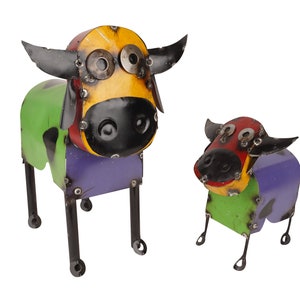 Colorful Metal Cow-Yard Art-Decor-Farmhouse-Yard Metal Art-Garden-Patio-Animal Sculpture-Metal-Two Sizes